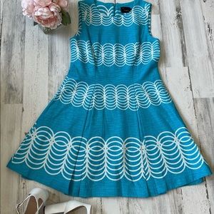 Just...Taylor Sleeveless Aqua & White Summer Dress